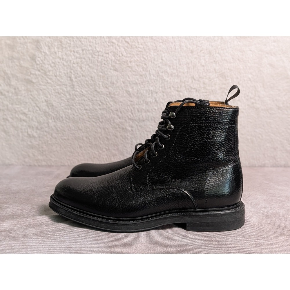 Bernardo Mens Black Pebbled Leather Lace Up Boots Made in Italy M104901 Size 9 M